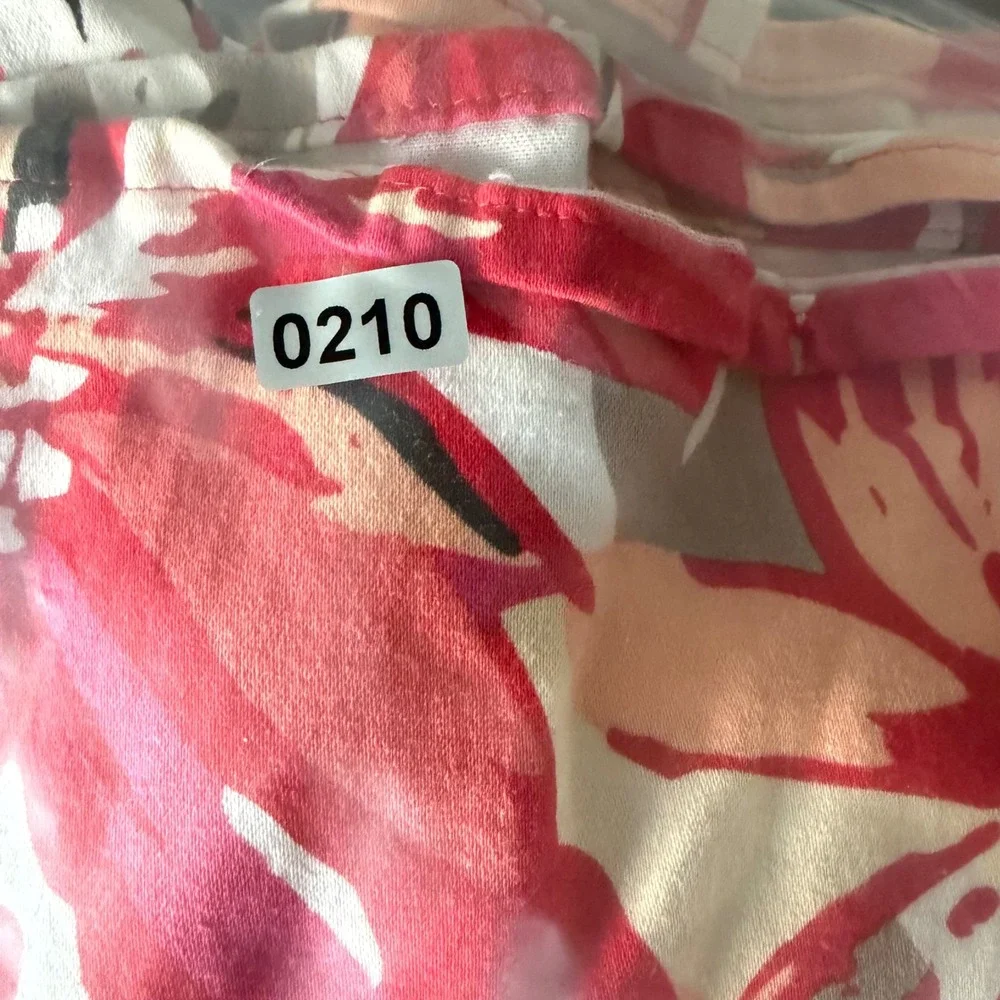 Notations A-Line Skirt Pink Peach Floral Stretch Cotton Tropical Pockets‎ Medium